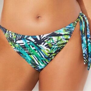 NWT Ashley Graham Side Tie Elite Bikini Bottom size 8 Tropical Print